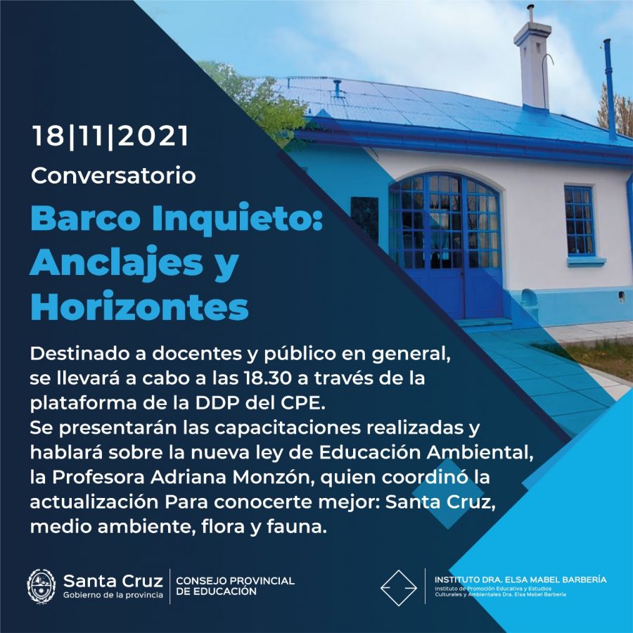 Invitan al conversatorio “Barco Inquieto” del Instituto “Dra. Elsa Barbería