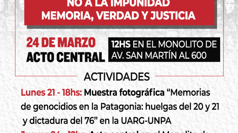 Actividades Semana de la Memoria por la Comisión por la Memoria, Verdad y Justicia