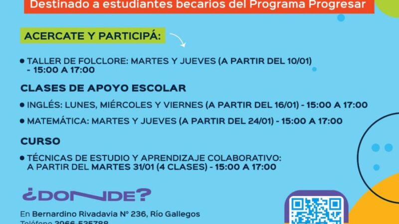 “Escuelas de Verano” en la sede del Punto Progresar Río Gallegos